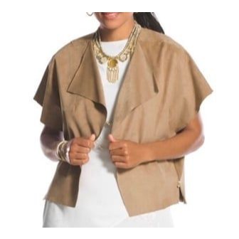 Chico’s 2 (L/Xl) Faux Suede Moto Jacket Vest Open Front Side Zip Buttery Soft